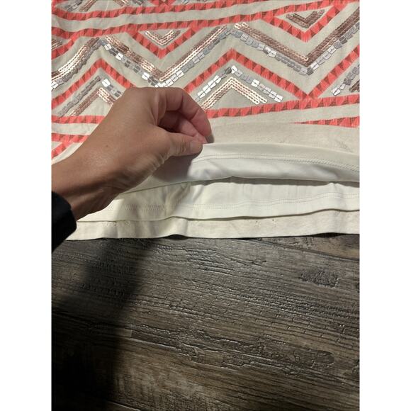 Express Sequin Stretchy Mini Skirt Large L Pink Metallic - Picture 5 of 5